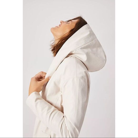 NWT-ANTHRO Stevie Faux Leather Utility Cream Mid Length Jacket - Picture 2 of 16